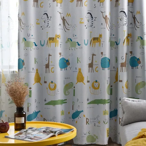 Vista 3 de GYROHOME Cortina de oscurecimiento de habitación con estampado de animales para niños y niños, con ojales, aislamiento térmico, ahorro de ruido, 2