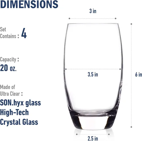 Vista 9 de Luigi Bormioli Crescendo Vasos Highball - Juego de 4 vasos altos de cristal sin plomo de 20 onzas con base gruesa, bordes cortados con láser