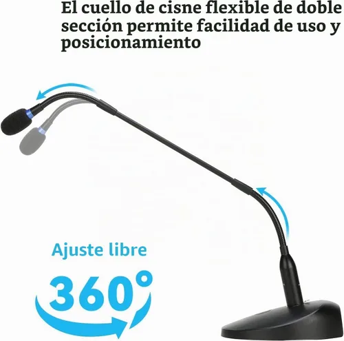 Vista 3 de BOYA Micrófono de condensador para escritorio y podio, micrófono de cuello de cisne bi-fold de 18 pulgadas con botón de silencio e indicador LED