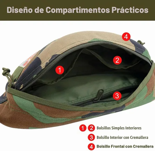Vista 5 de Rough Enough - Riñonera cruzada para hombre, Camo, Riñonera de camuflaje militar