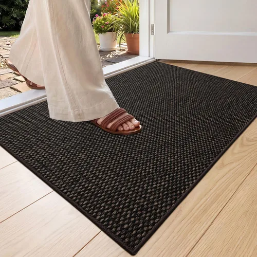 Vista 39 de Color&Geometry - Tapete para puerta delantera de 26 x 47 pulgadas, atrapador de suciedad con parte trasera de goma ultra antideslizante, perfil Caqui