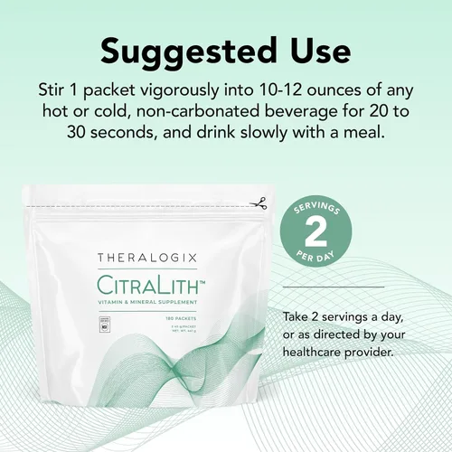 Vista 4 de Paquetes Theralogix CitraLith - Salud renal, certificado NSF