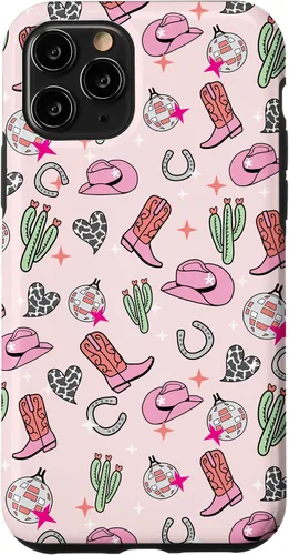 Vista 29 de Cowboy Hat & Boot & Disco Ball Pattern Pink Cowgirl Case for iPhone 17