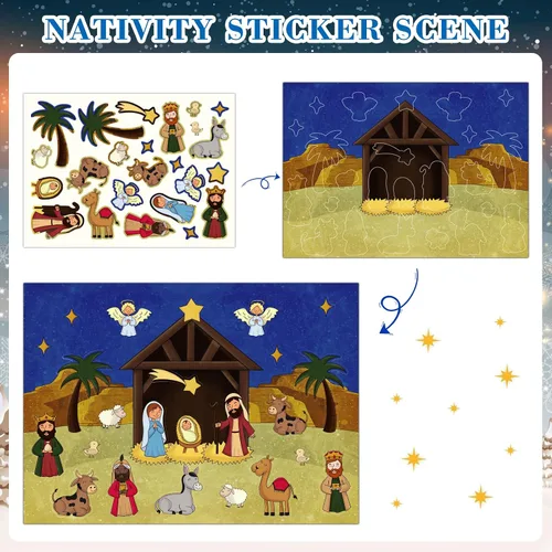 Vista 5 de D4DREAM Calcomanías de Natividad, calendario de Adviento para niños, calendario de Adviento de Navidad, calcomanías de calendario de cuenta