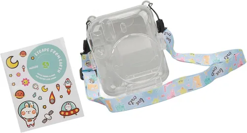 Vista 2 de ciciglow Funda protectora transparente para Mini 12, funda protectora de cámara rígida transparente para cámara instantánea con correa de hombro Azul