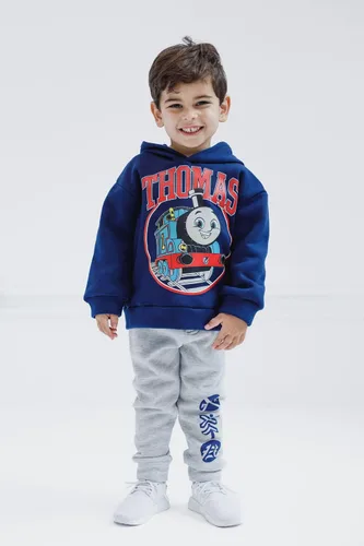 Vista 2 de Thomas y sus amigos Suéter con capucha y pantalones de Pullover para bebés hasta niños grandes Azul/gris