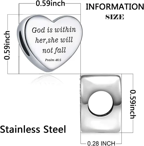 Vista 2 de MUERDOU Dije de corazón, pulsera cristiana con versículo bíblico para oración, fe, religiosa, regalos para mujeres