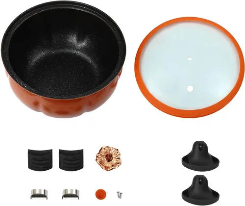 Vista 3 de Olla a micro presión de calabaza de 8 L, olla de cocción a micro presión con tapa transparente, olla antiadherente para cocinas caseras, escuelas