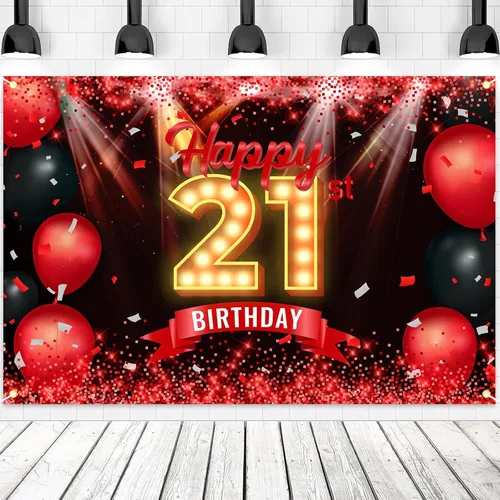 Vista 29 de Cartel de feliz cumpleaños 10 años, fondo rojo y negro, decoraciones de cumpleaños para niñas y niños de 10 años, artículos de fotografía