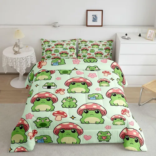 Vista 37 de Castle Fairy Juego de edredón con diseño de gato lindo para niños, tamaño twin, juego de ropa de cama con hojas de flores, luna, noche y cielo