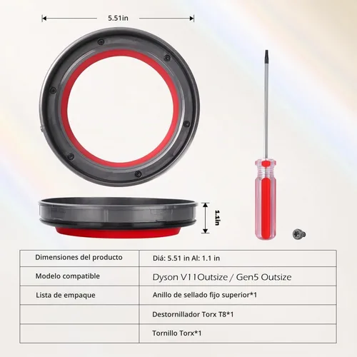 Vista 7 de Anillo de sellado de repuesto para aspiradora Dyson Outsize Serie SV16 SV29 V11 Outsize / Gen5 Outsize/Plus/Absolute/Absolute Extra/Total
