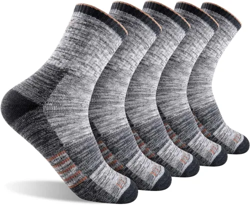 Vista 8 de FEIDEER Calcetines de senderismo para hombre y mujer, unisex, absorben la humedad, de algodón, con soporte de arco 3 pares gris oscuro