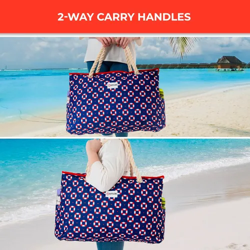 Vista 7 de SHYLERO Bolsa de playa y bolsa de piscina. Tiene bolsa hermética, tonelada de bolsillos. La bolsa de playa tiene cremallera, repelente al agua.