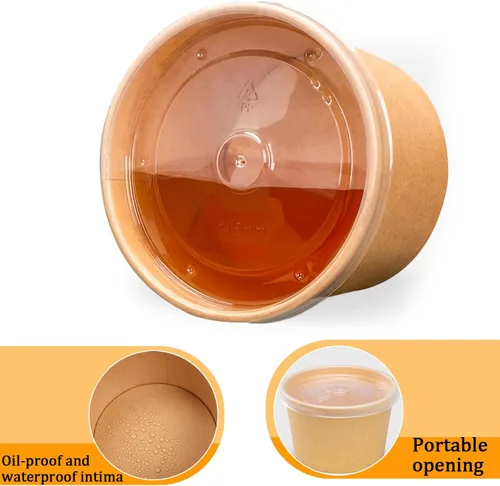 Vista 3 de Tazones de sopa de papel desechables con tapas, 8 onzas, paquete de 75