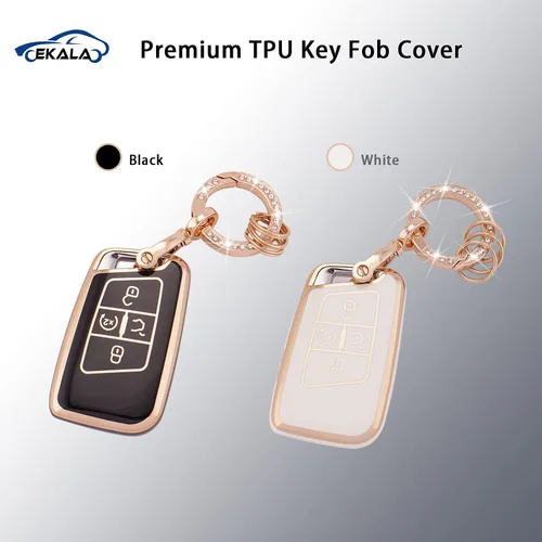 Vista 6 de EKALA Funda para llavero de TPU, protector de llavero con llavero brillante, Negro