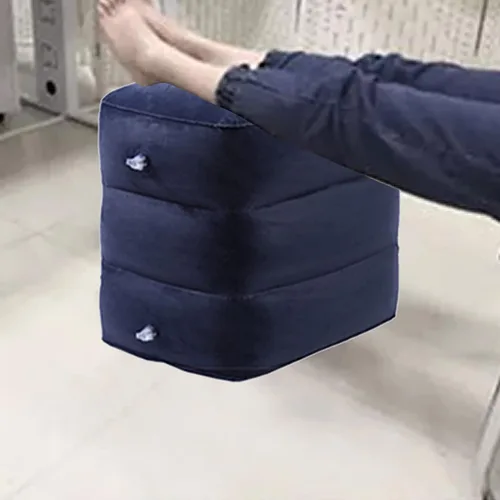 Vista 4 de Reposapiés inflable para viajes aéreos, almohada de viaje de altura ajustable para niños y adultos con 3 capas para avión, automóvil, autobús