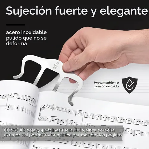 Vista 4 de Clip para libro de música, soporte para libros de piano Soporte de partituras para libros de piano, teclado e himnarios; mantiene las páginas