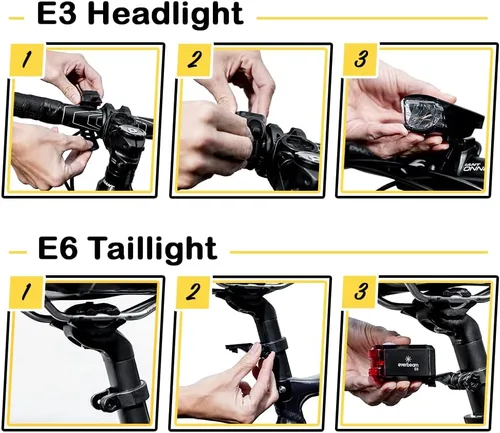 Vista 4 de Everbeam StVZO - Juego de luces LED delanteras y traseras para bicicleta, recargable, para conducción nocturna, luz USB para bicicleta, luz
