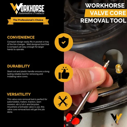 Vista 4 de Workhorse Automotive - Núcleos de válvula de alta temperatura de alta temperatura, paquete de 100 unidades y herramienta de extracción de núcleo