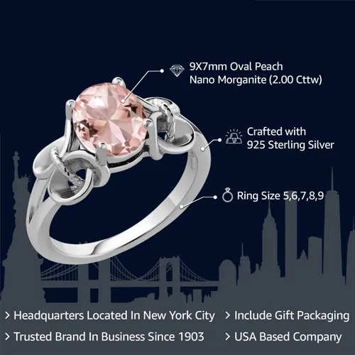 Vista 2 de Gem Stone King Anillo de compromiso de plata de ley 925 con piedra preciosa ovalada Ovalado de 0.354 x 0.276 in Anillo de compromiso