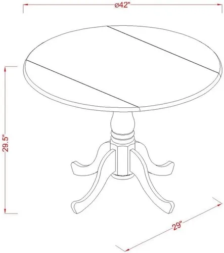 Vista 14 de East West Furniture DLGA3-AWA-03 - Juego de mesa de comedor de 3 piezas que contiene una mesa de cocina redonda con gotas y 2 sillas Parson, 42 x 42