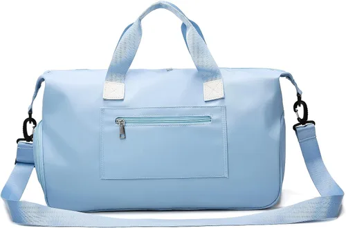 Vista 4 de Arouselove Bolsas de lona deportivas para mujeres y hombres, bolsa de gimnasio portátil con bolsillo húmedo y compartimento separado para zapatos