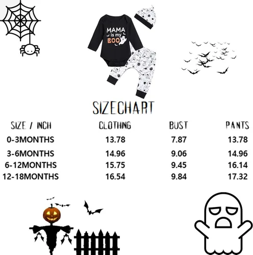 Vista 6 de Conjunto de 3 piezas de disfraz de fantasma de Halloween con pantalones de mamá is my boo