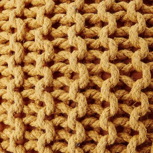 Vista 7 de REDEARTH · Puf otomano redondo - Tejido a mano con cable estilo bohemio, reposapiés circular para decoración del hogar, para sala de estar - Mostaza