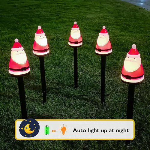 Vista 5 de FANFX Luces Solares de Navidad, Marcadores de Sendero Luces de Pasarela con Carga/Iluminación Automática, Decoraciones Impermeables de Navidad