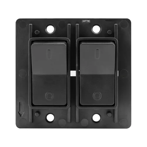 Vista 7 de Interruptor de doble SPST moderno con tapa, 12 voltios, para RV, remolque, caravana, con etiqueta adhesiva (negro)