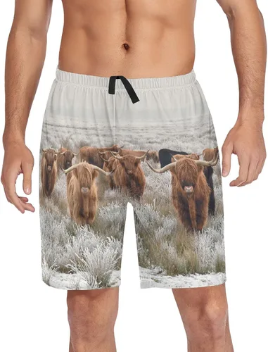 Vista 8 de Ollabaky Pantalones cortos de pijama para hombre Pjs partes inferiores pantalones cortos para dormir ropa de descanso pantalones de pijama