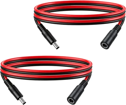 Vista 8 de Cable de extensión de alimentación CC de 1.6 pies 0.217 in × 0.083 in, conector macho a hembra, conector 5521 para tira de LED, fuente