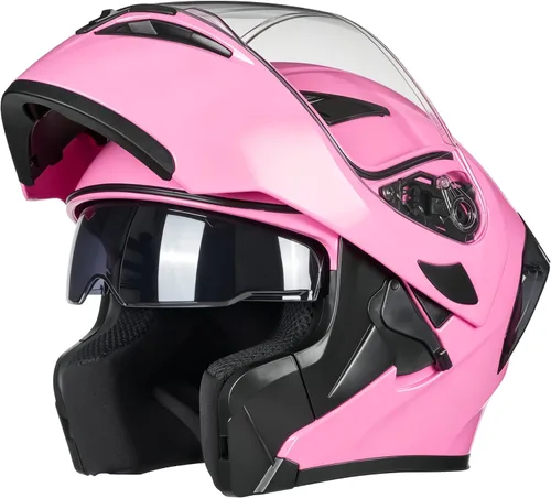 Vista 12 de Cascos de motocicleta modulares de cara completa, Casco de motocicleta de cara completa con certificación DOT, con visor abatible dual