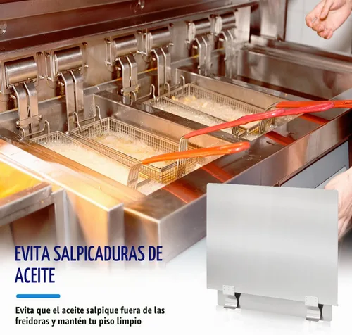 Vista 6 de Paquete de 2 protectores de salpicaduras de acero inoxidable para freidora lateral de estufa, protectores contra salpicaduras de aceite para cocina