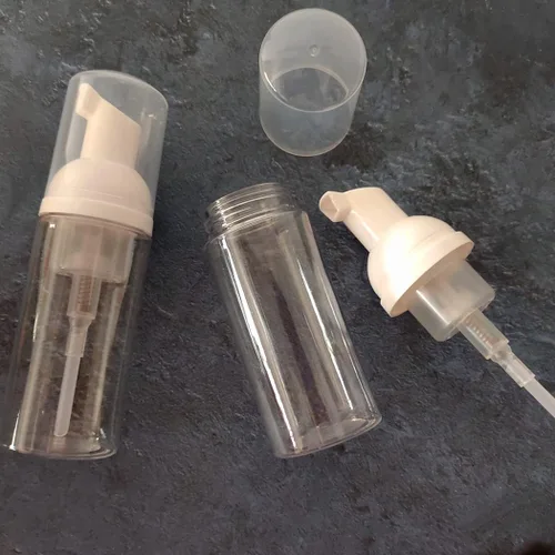 Vista 7 de Bomba dispensadora de espuma transparente vacía y recargable de 1.69 onzas, mini botellas de embalaje de espuma líquida de viaje, contenedor