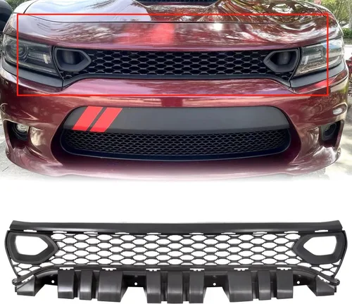 Vista 10 de ECOTRIC Conjunto de Parrilla Delantera Inferior Compatible con Dodge Charger SRT Scat Pack Daytona 2015-2023 Protector de Parrilla de Malla