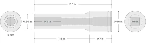 Vista 5 de TEKTON - Llave de vaso de 6 puntos de 3/8 pulgadas x 6 mm de profundidad SHD13106