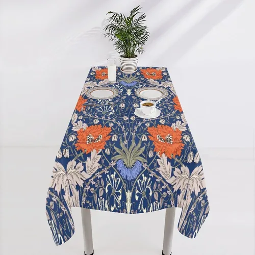 Vista 154 de Mantel Floral Retro de Pájaros, Diseño Original Bohemio William Morris Estampado Cubierta de Mesa para Hogar Picnic Fiesta Comedor Cocina William