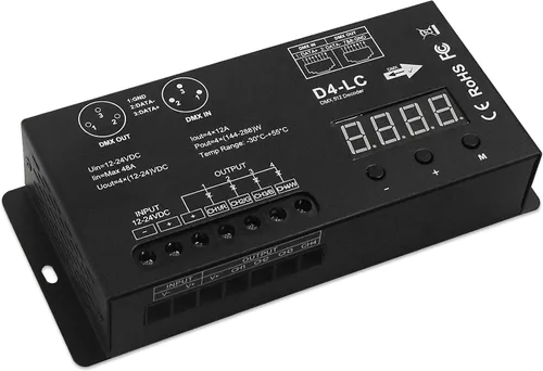 Vista 10 de Controlador LED DMX de alta potencia DMX 512 Decodificador Dimmer Driver DC12V-24V para tira led rgb o luces (1 canal de un solo color (actualizado))