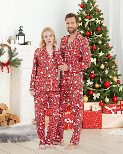 Vista 4 de DAUGHTER QUEEN Pijamas de Navidad para la familia, niños de 6 a 15 años, tallas de adultos S-XXL