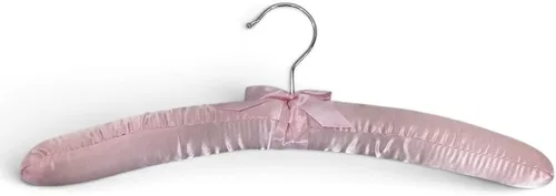 Vista 2 de 6 perchas acolchadas de satén liso rosa de 15 pulgadas de largo para vestido, lencería nupcial
