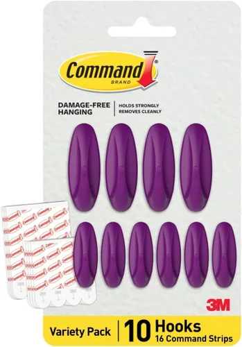 Vista 12 de Command Paquete de ganchos de diseño mixto, Arctic Freeze, 10 ganchos, 16 tiras