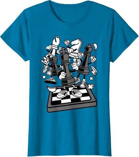 Vista 85 de Figura cómica Camiseta de tablero de ajedrez jugador de ajedrez Azul Marino