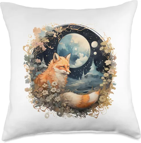 Vista 5 de Cushy Haven Cozy Woodland Nursery Accent Moonlight Fox - Almohada de 16 x 16 pulgadas, multicolor