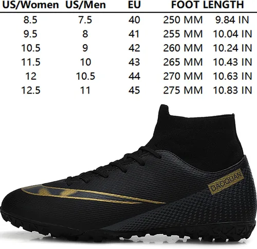 Vista 6 de XJIODF Botines de fútbol para hombre, zapatos de fútbol de caña alta, con cordones, para interiores y exteriores, botas de fútbol americano AG FG TF