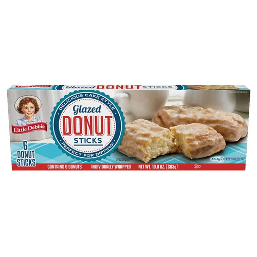 Vista 3 de Little Debbie Palitos de Donut, 6 pastelitos aperitivos envueltos individualmente, 10 onzas, Paquete de uno (1) (Paquete de 2)