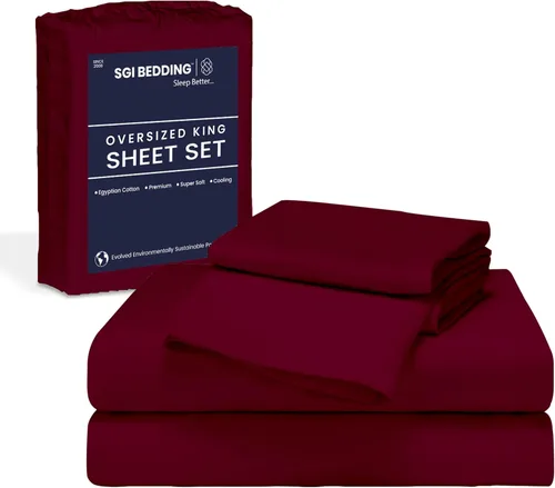 Vista 12 de SGI Bedding 108" x 108" Juego de sábanas de 4 piezas de tamaño Alaskan King de 1000 hilos 100% de algodón egipcio - Sábanas de bolsillo profundo