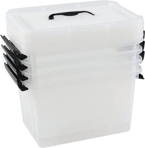 Vista 7 de Caja de almacenamiento Plastci de 6 cuartos de galón, contenedores de almacenamiento transparentes, juego de 4