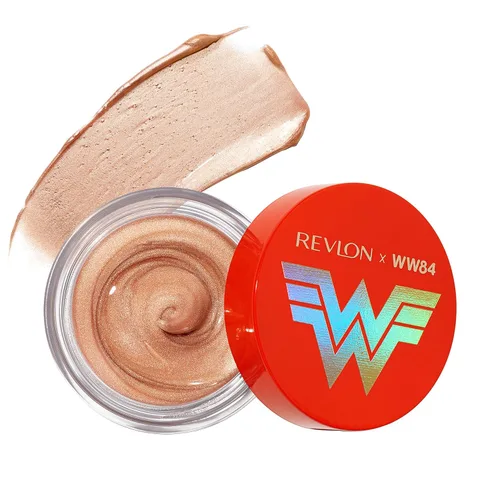 Vista 2 de REVLON x WW84 Wonder Woman Liquid Armor Glow Pot, iluminador brillante de gelatina para ojos y rostros, en champán, 001 Golden Lasso, 0.24 onzas