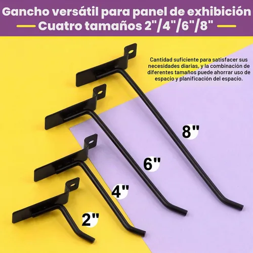 Vista 3 de Swpeet Kit surtido de 20 ganchos de pared resistentes de 2 pulgadas, accesorios Slatwall, ganchos para panel de pizarra, organización de garaje